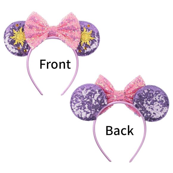 Purple Mouse Ears Sequin Bow Mouse Ears Headband for Women Cosplay Costume Princ - Picture 7 of 7